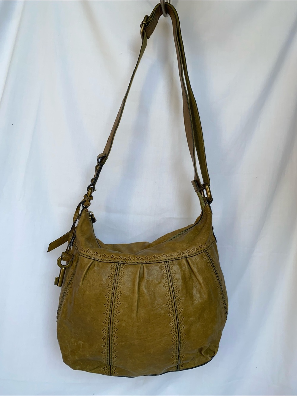 Fossil Olive Green Leather Crossbody Hobo